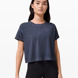 Black Lululemon Cates Tee Crop Tee